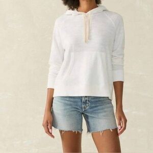 FAHERTY sunwashed slub hoodie in white L